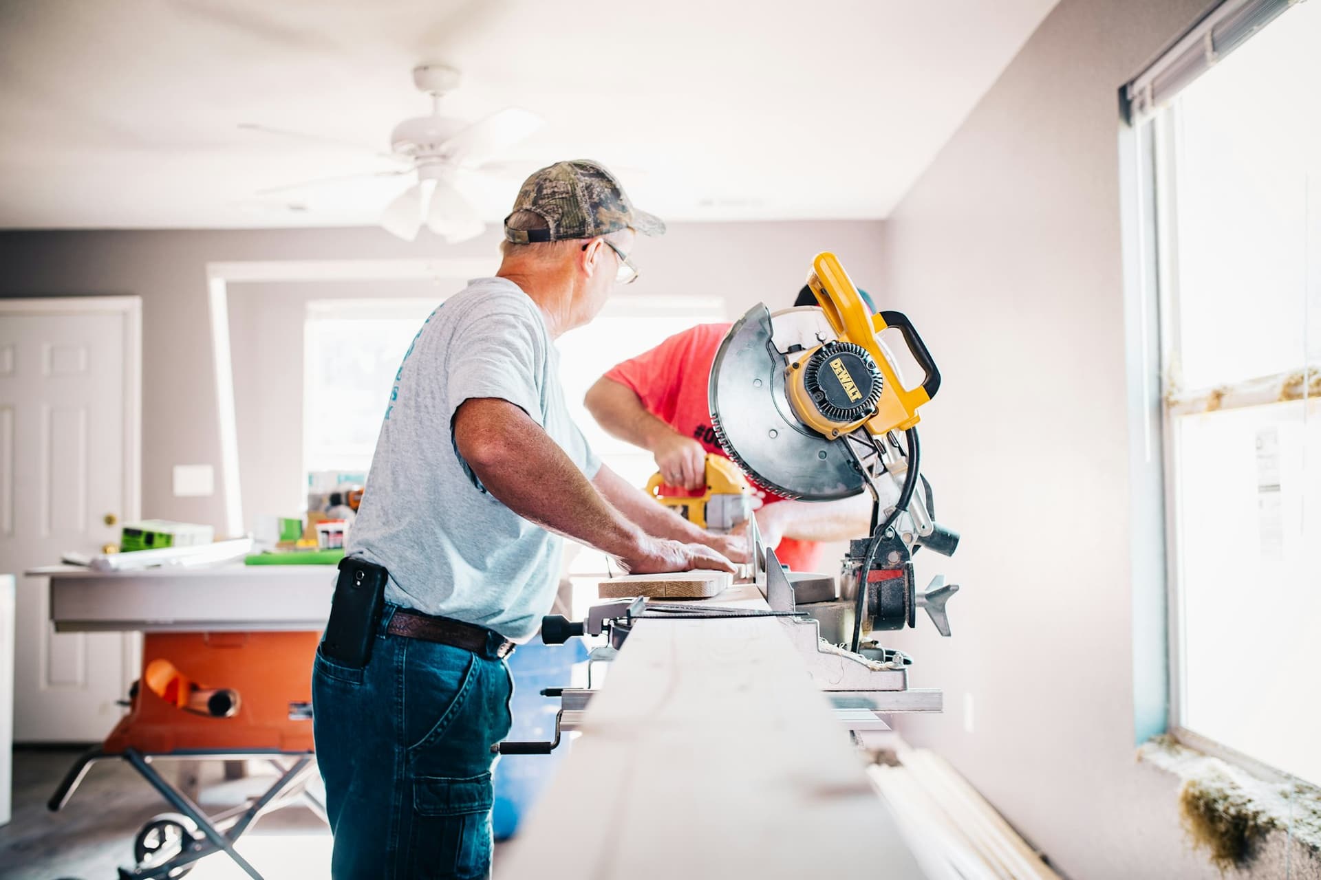 Tradesman working in a home under renovation