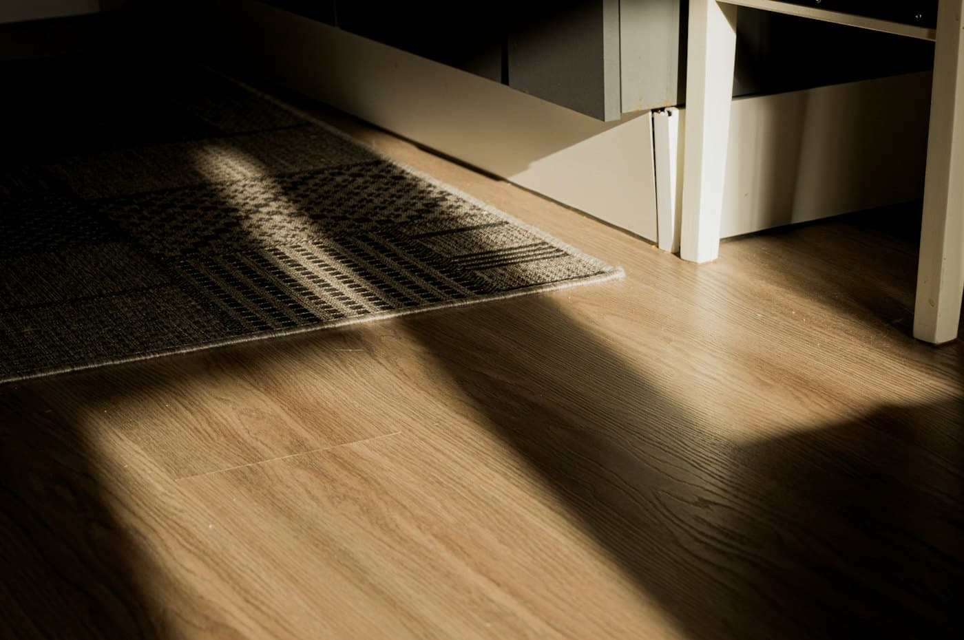 Timber-look floor in a sunlit interior